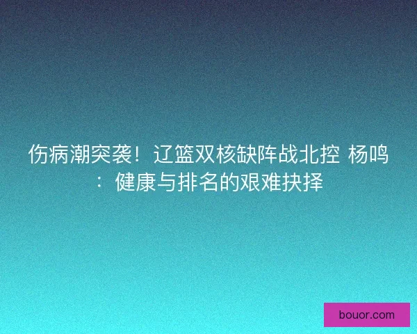伤病潮突袭！辽篮双核缺阵战北控 杨鸣：健康与排名的艰难抉择