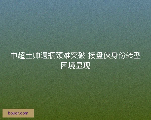 中超土帅遇瓶颈难突破 接盘侠身份转型困境显现