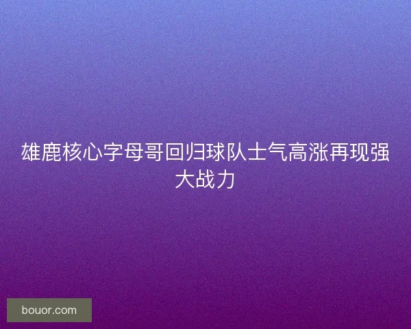 雄鹿核心字母哥回归球队士气高涨再现强大战力 雄鹿核心字母哥回归球队士气高涨再现强大战力
