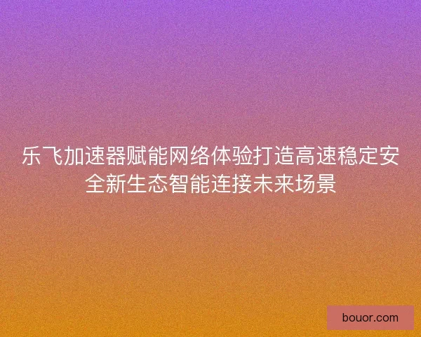乐飞加速器赋能网络体验打造高速稳定安全新生态智能连接未来场景
